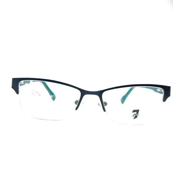 7 FOR ALL MANKIND YOSEMITE BLACK BLUE HALF RIM EYEGLASSES RX FRAMES 51 17 140 - Picture 2 of 5